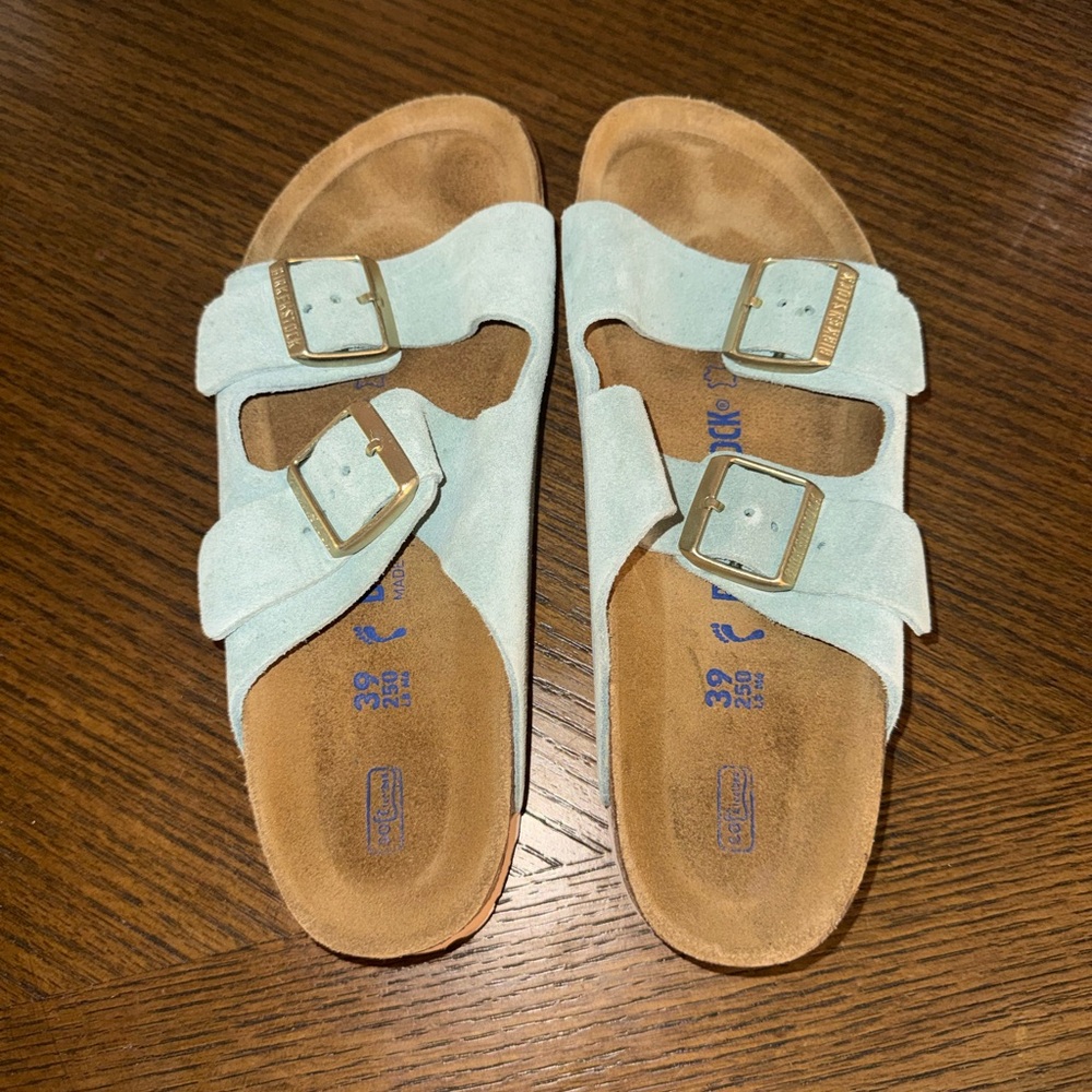Birkenstock Light Blue Suede Sandals